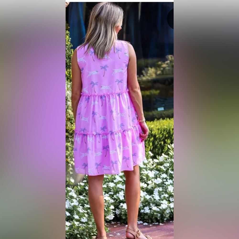 J.Marie Pink Sleeveless ruffle Dress with Floral Pattern; Size XS. Like New!! - Picture 8 of 8